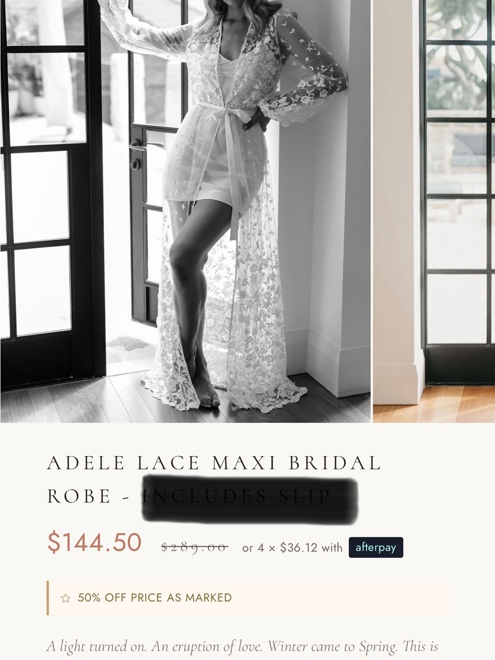 Adele Lace Maxi Bridal Robe with Slip - White
